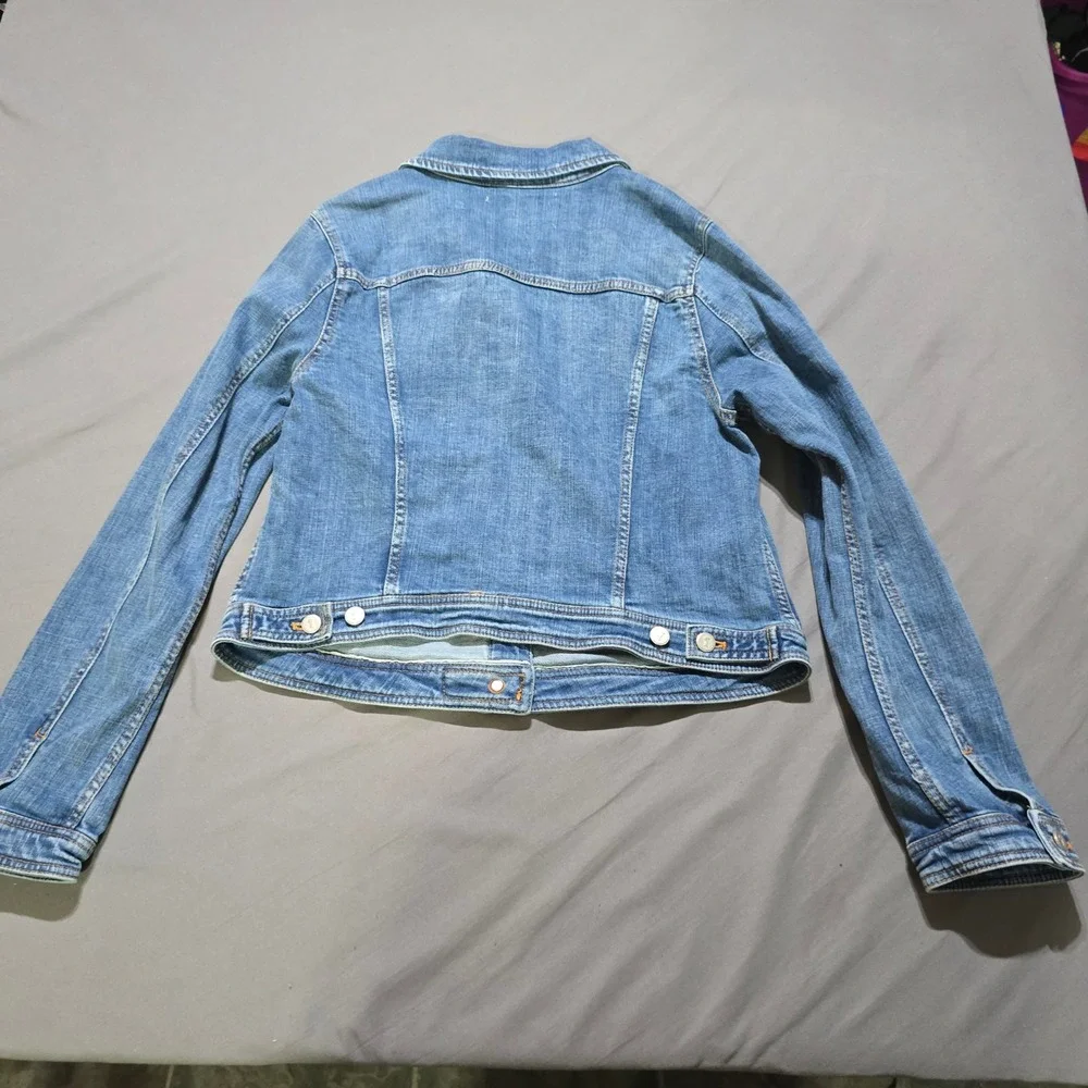 Pilcro and the Letterpress Denim Jacket Women XL Blue Medium Wash Stretch Cotton